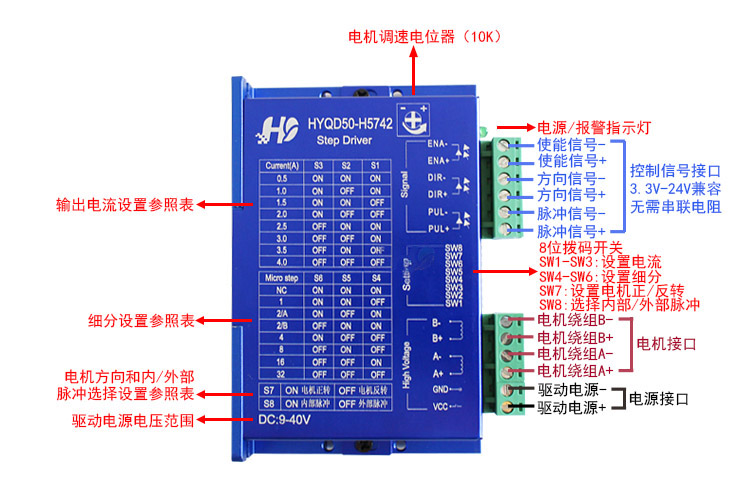 42/57步進(jìn)電機(jī)驅(qū)動(dòng)器 自發(fā)脈沖 驅(qū)動(dòng)控制一體 QD50(圖1)