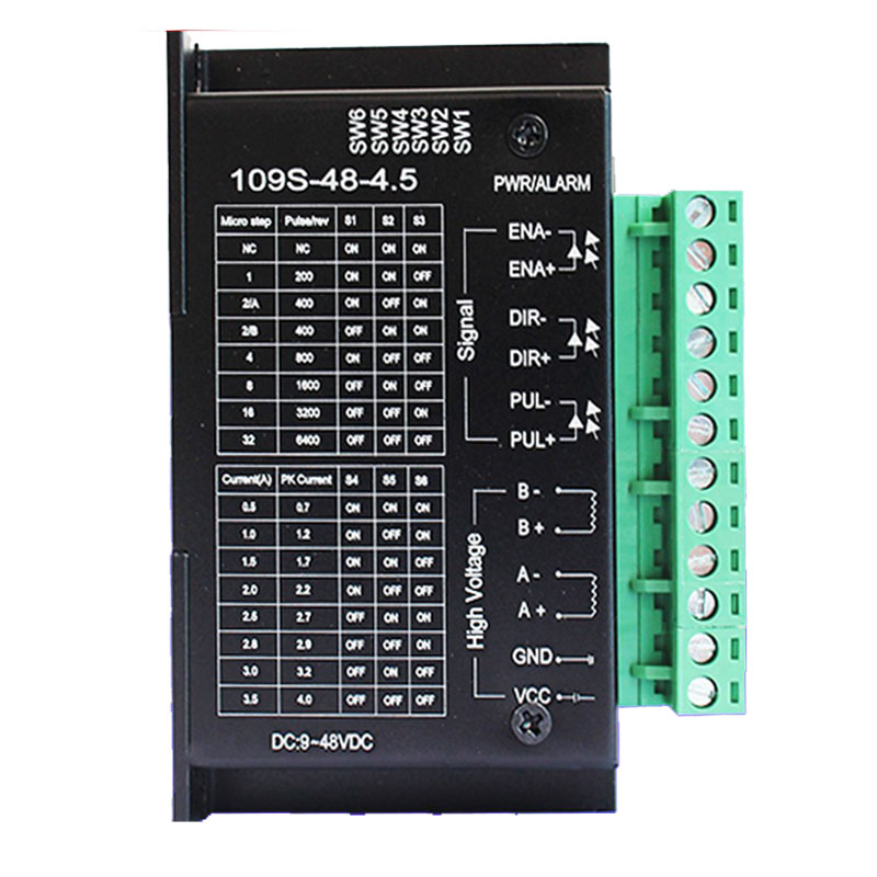 42/57步進電機驅(qū)動器 32細分電流4.0A 48V直流輸入 109S-48-4.5